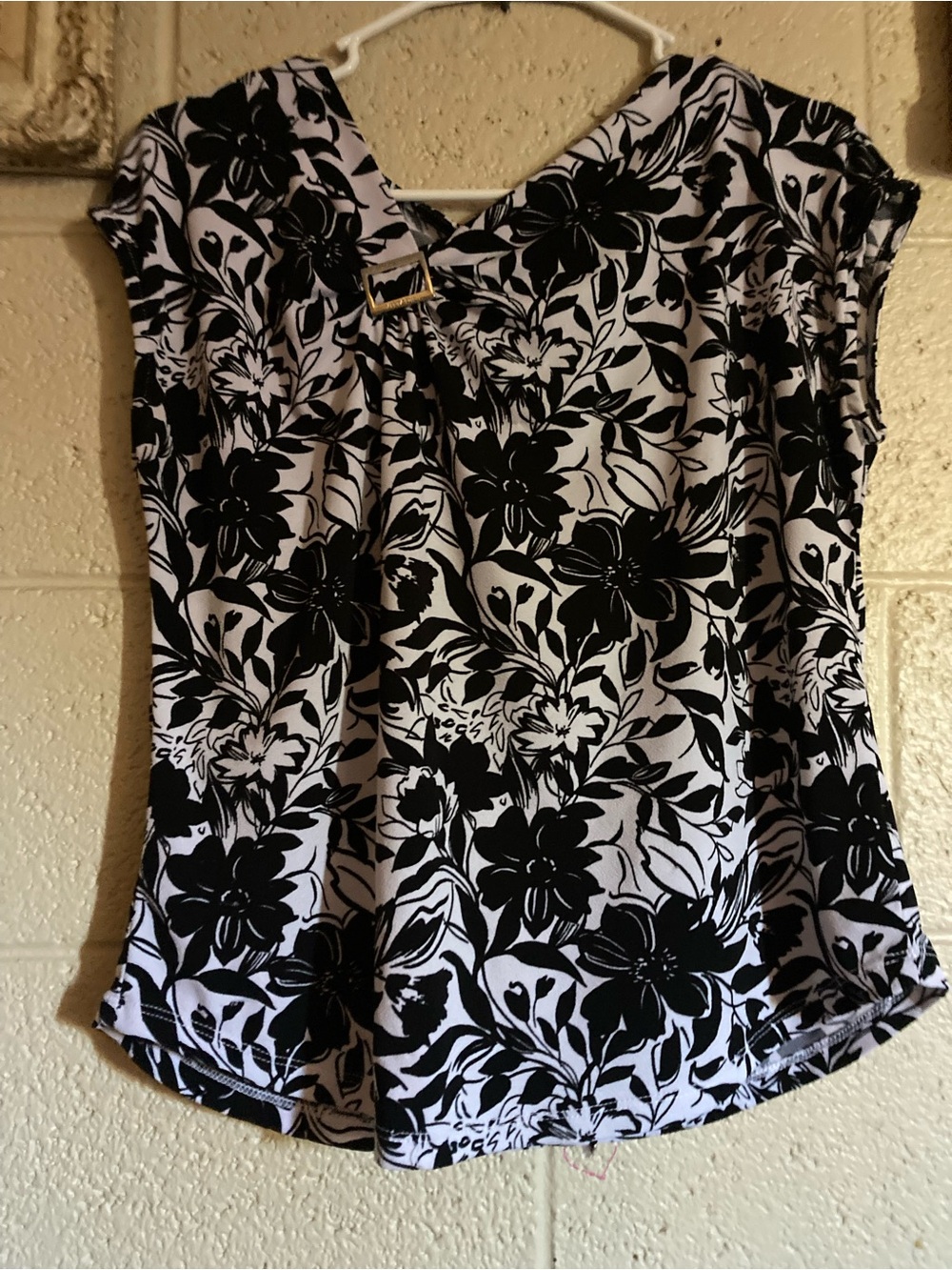 Black and White Floral Blouse
